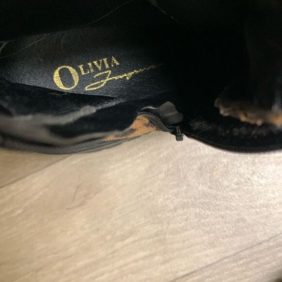 Womens Olivia Ferragamo Cheetah Chunky Heel Lace Up Combat Boots - Picture 6 of 6